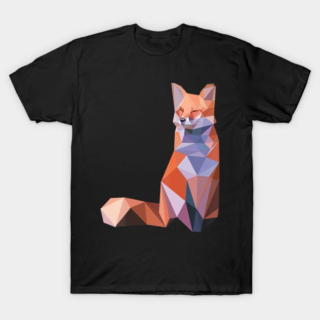 Fox Abstract Polygon Art Cool Geometric Wild Animal T-Shirt by JaydeMargulies